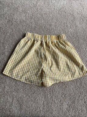 Yellow Gingham Elastic Waist Shorts